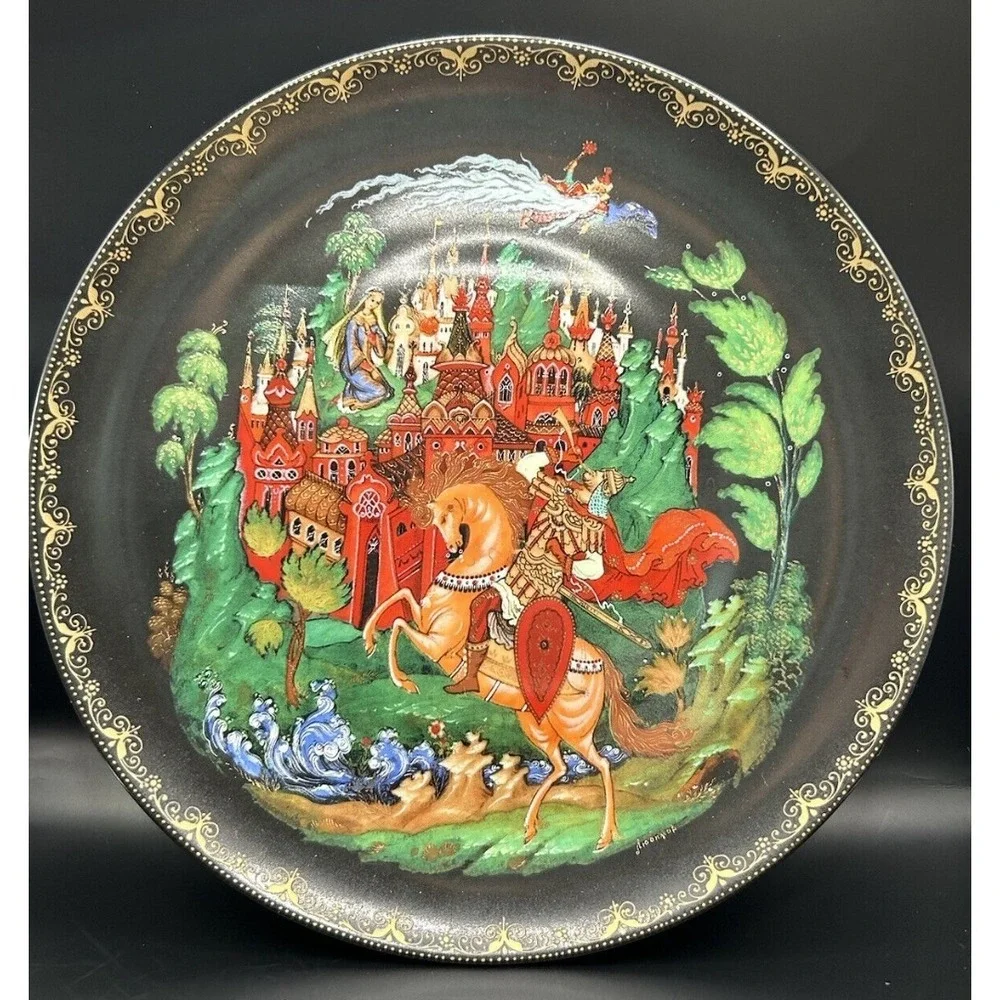 Ruslan & Ludmilla Russian Legend Fairy Tale Plate Knight & Maiden Brad Exchange